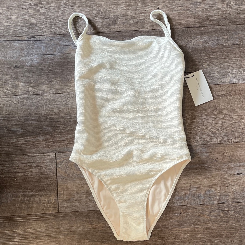 Faithfull the Brand Cream Textured One-Piece Swimsuit